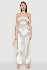 Womens Striped Wide Leg Pants, Multi, Size L