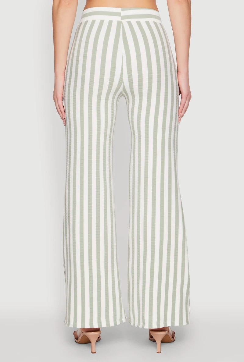 Womens Striped Wide Leg Pants, Multi,