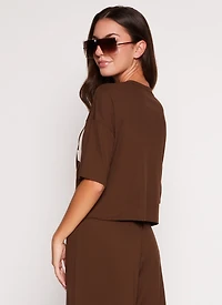 Womens Cali Oversized Tee, Brown, Size S