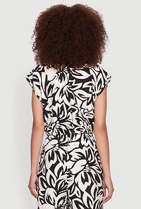 Crepe Knit Printed Pattern Crop Top