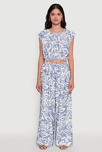 Womens Crepe Knit Printed Pattern Crop Top,