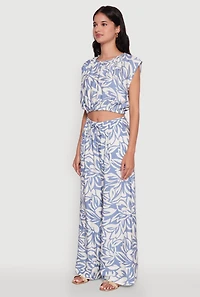Womens Crepe Knit Printed Pattern Crop Top,