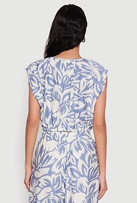 Womens Crepe Knit Printed Pattern Crop Top,
