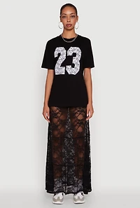 Womens Stylish 23 Crew Neck Short Sleeve Tee,