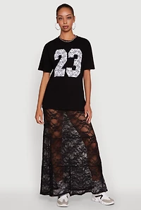 Womens Stylish 23 Crew Neck Short Sleeve Tee,
