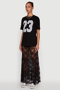Womens Stylish 23 Crew Neck Short Sleeve Tee,