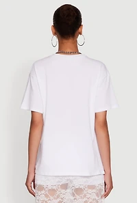 Womens Stylish 23 Crew Neck Short Sleeve Tee, White, Size M