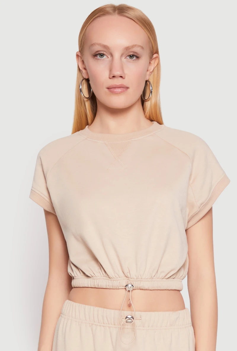 Almost Famous Short Sleeve Cropped Sweatshirt