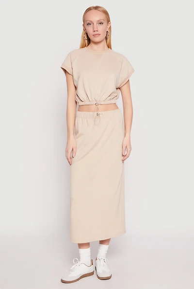 Womens Almost Famous Fleece Maxi Skirt, Khaki, Size S