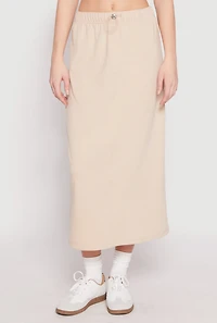 Womens Almost Famous Fleece Maxi Skirt, Khaki, Size M