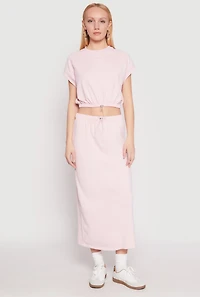 Womens Almost Famous Fleece Maxi Skirt, Pink, Size M
