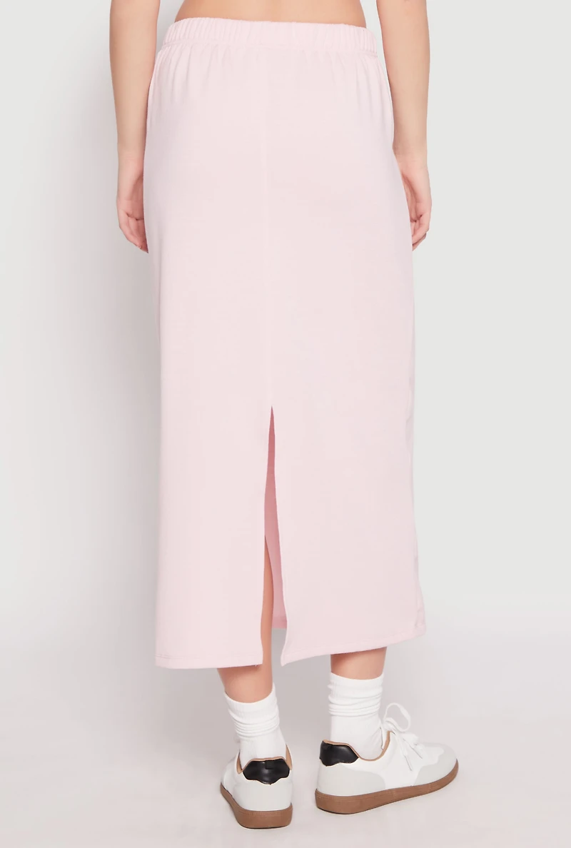 Womens Almost Famous Fleece Maxi Skirt, Pink, Size M