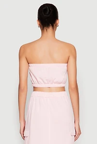 Womens Almost Famous Toggle Drawstring Bandeau Top, Pink, Size M