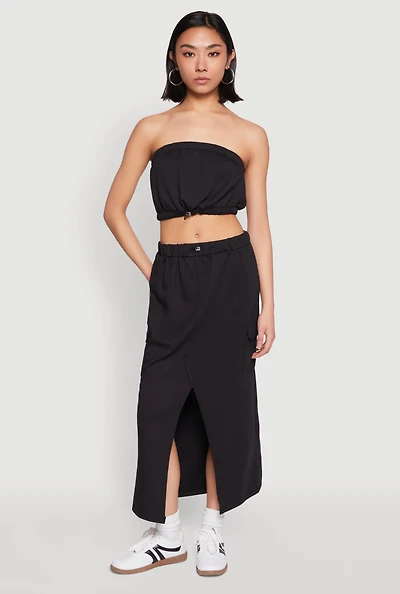 Almost Famous Fleece Slit Front Cargo Skirt