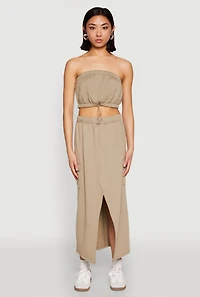 Almost Famous Fleece Slit Front Cargo Skirt