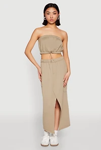Womens Almost Famous Fleece Slit Front Cargo Skirt, L