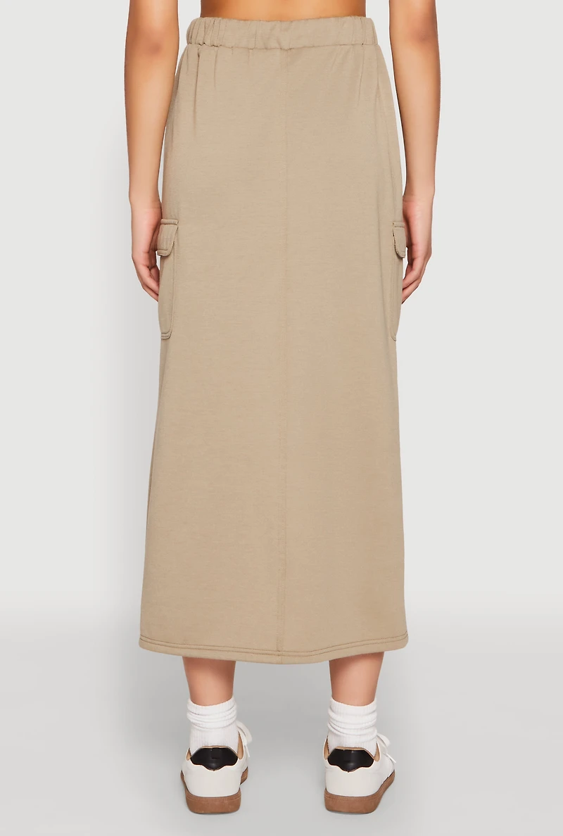 Womens Almost Famous Fleece Slit Front Cargo Skirt, L