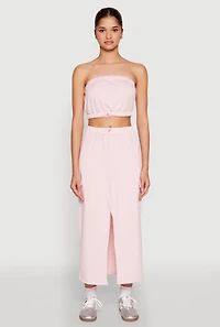 Womens Almost Famous Fleece Slit Front Cargo Skirt, Pink,