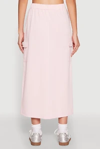 Womens Almost Famous Fleece Slit Front Cargo Skirt, Pink,