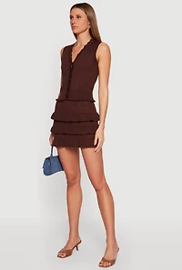 Almost Famous Heart Textured Knit Button Front Vest