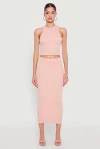 Womens Almost Famous Ribbed Knit Racerback Tank Top, Pink, Size S