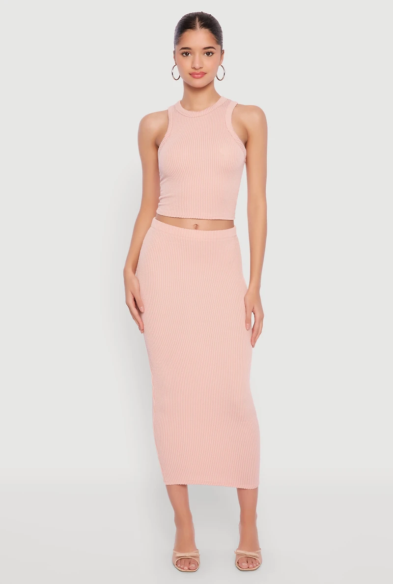Womens Almost Famous Ribbed Knit Racerback Tank Top, Pink, Size S