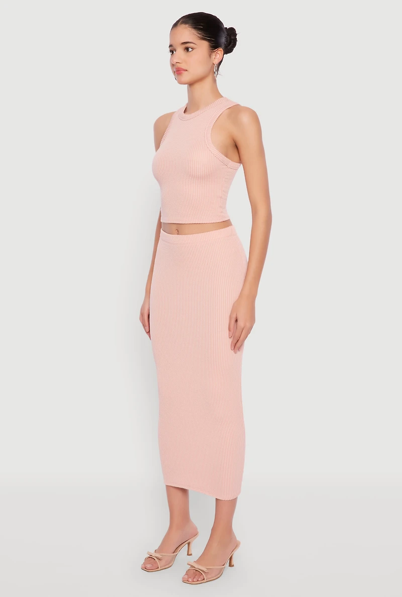 Womens Almost Famous Ribbed Knit Racerback Tank Top, Pink, Size S