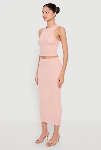 Womens Almost Famous Ribbed Knit Racerback Tank Top, Pink, Size S