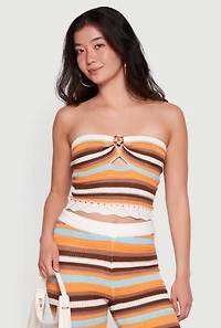 Starfish O Ring Detail Scalloped Hem Crochet Tube Top