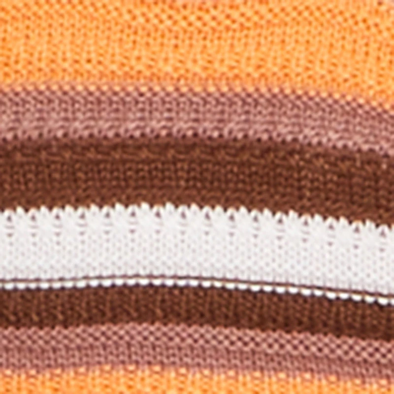 Pointelle Knit Hem Striped Flare Leg Crochet Pants