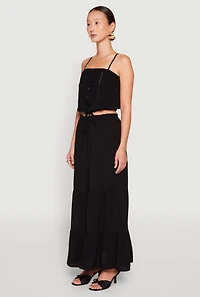 Womens Almost Famous Faux Button Cropped Cami, Black, Size M