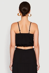 Womens Almost Famous Faux Button Cropped Cami, Black, Size M