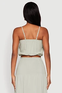 Womens Almost Famous Faux Button Cropped Cami, Green,