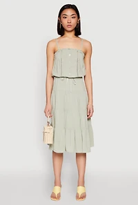 Womens Almost Famous Faux Button Cropped Cami, Green,