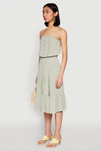 Womens Almost Famous Faux Button Cropped Cami, Green,