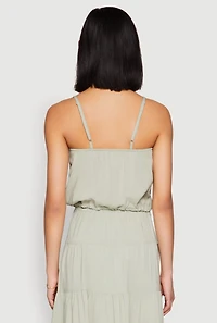 Womens Almost Famous Faux Button Cropped Cami, Green,