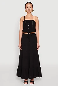 Womens Almost Famous High Waist Tiered Skirt, Black, Size M