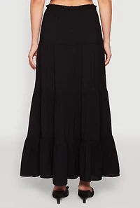 Womens Almost Famous High Waist Tiered Skirt, Black, Size M