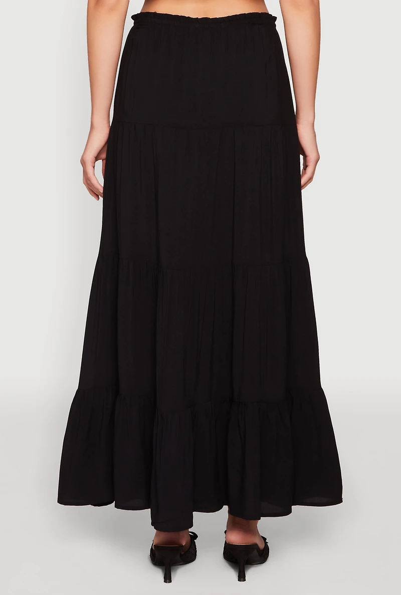 Womens Almost Famous High Waist Tiered Skirt, Black,