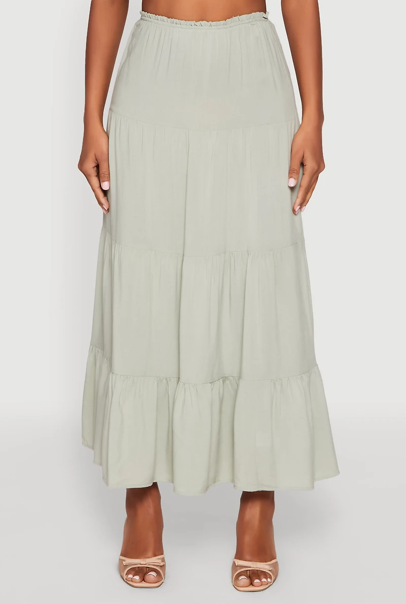Womens Almost Famous High Waist Tiered Skirt,