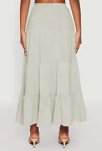 Womens Almost Famous High Waist Tiered Skirt, Green, Size M