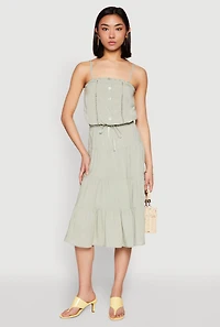 Womens Almost Famous High Waist Tiered Skirt, Green, Size S