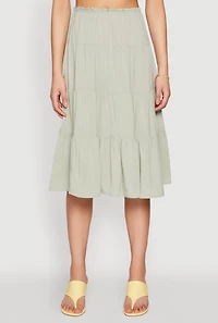 Womens Almost Famous High Waist Tiered Skirt, Green, Size S