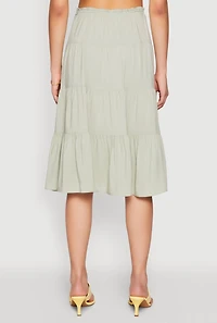 Womens Almost Famous High Waist Tiered Skirt, Green, Size S