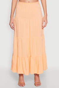 Womens Almost Famous High Waist Tiered Skirt, Orange, Size L