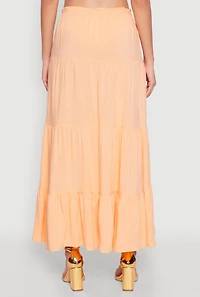 Womens Almost Famous High Waist Tiered Skirt, Orange, Size L