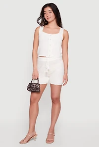 Crochet Square Neck Scalloped Hem Vest