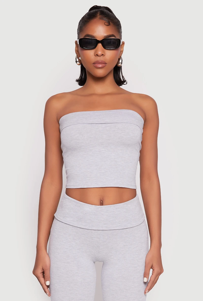 Almost Famous Fold Over Cropped Tube Top