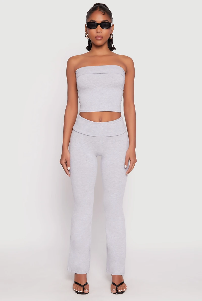 Womens Almost Famous Fold Over Waist Pants, Grey,