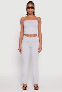 Womens Almost Famous Fold Over Waist Pants, Grey,